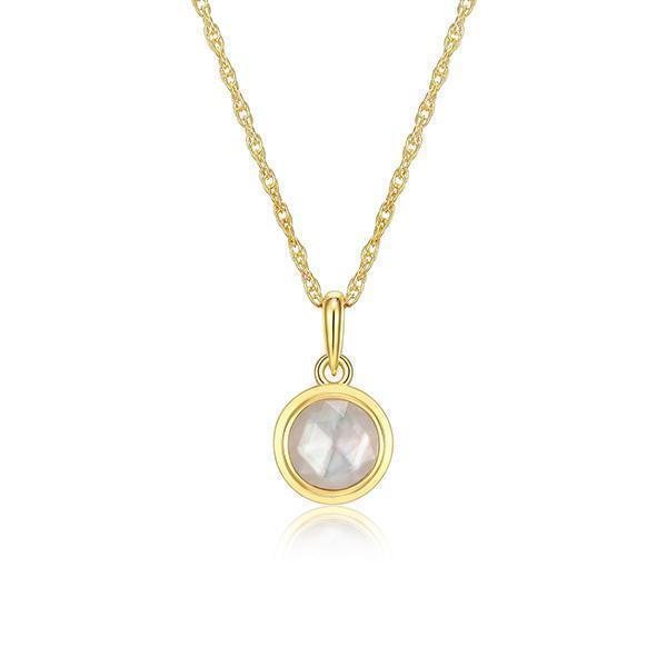Celebration Gems 6mm Crystal & Mother of Pearl Doublet North Star APR Birthstone Necklace - Gold
