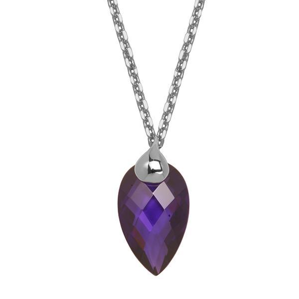 NR3L62624-W Sterling Silver Purple Cubic Zirconia Pendant Necklace