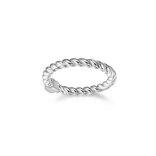 RR4LAFJ-W-8 "Nautical" Rope Finish Ring - Silver