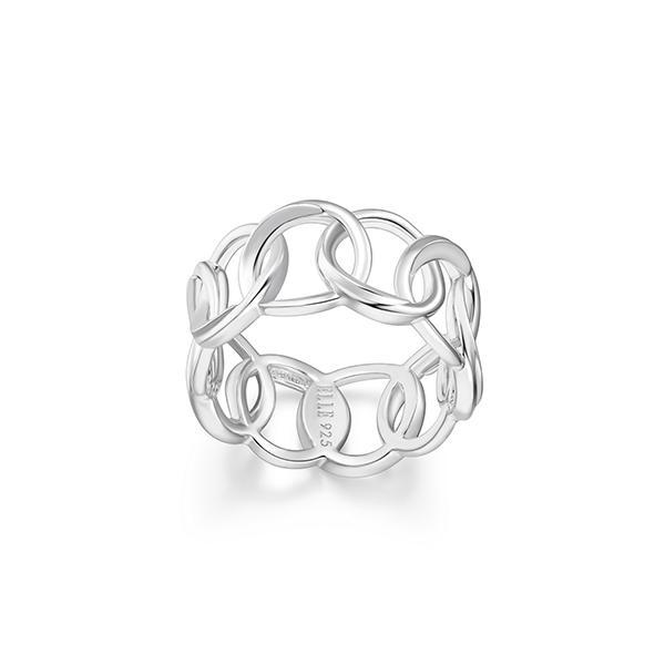 RR4LAJJA0-W-8 Sterling Silver SWIRL Circle Link Ring Size 8