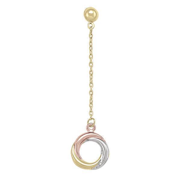 10K Gold, Silver and Rose Gold Fashion Drop Earrings - 1.2gm
