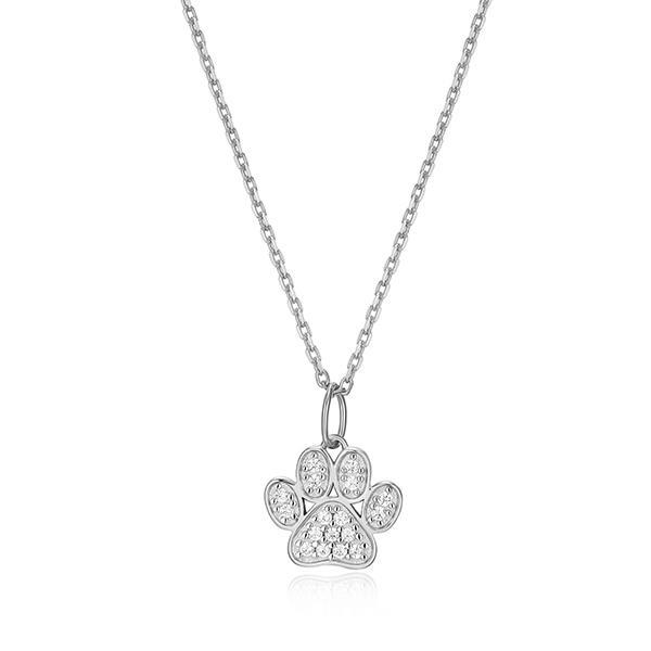 CJ Monte sterling silver lab­created diamond paw necklace