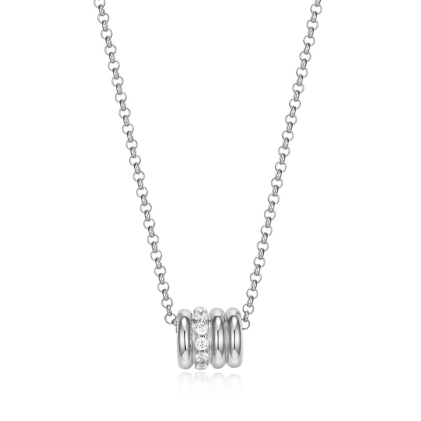 NR0LBYX0-W Goddess Cubic Zirconia and Silver Four Row Necklace