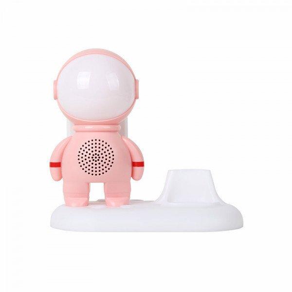 Space Ranger Astronaut Design LED Lights Portable Wireless Bluetooth Speaker with Phone Stand KIYM090 for Universal Cell Phone And Bluetooth Device - Rose Gold