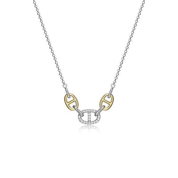 NR0Q0D5-2T Sterling Silver "Mariner Link" with Diamondlite Necklace