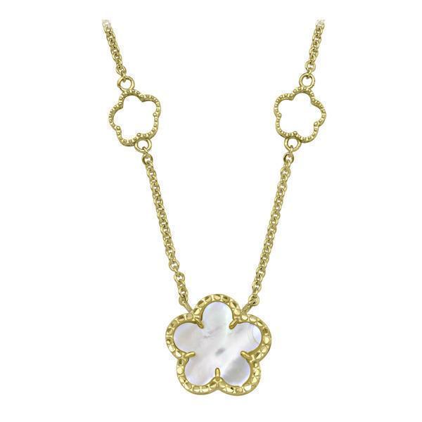 10K Silver Flower Fashion Pendant with Gold Finished Border