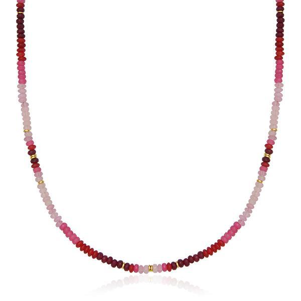 CJ STEELX  Genuine Pink Tourmaline Beads Necklace Size 18 - Gold