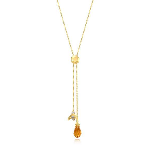 CJ Monte sterling silver lab­-created diamond & 10x6mm genuine citrine honeybee lariat necklace