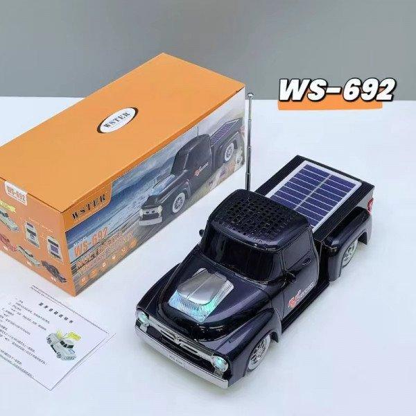 Solar-Powered Pickup Truck Bluetooth Speaker - Portable Wireless Outdoor Audio System with Solar Charging KIWS692 for Universal Cell Phone And Bluetooth Device - Black