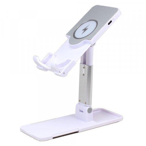 15W Fast Wireless Charging Charger Universal Foldable Desktop Portable Stand Station Qi Compatible Device - White