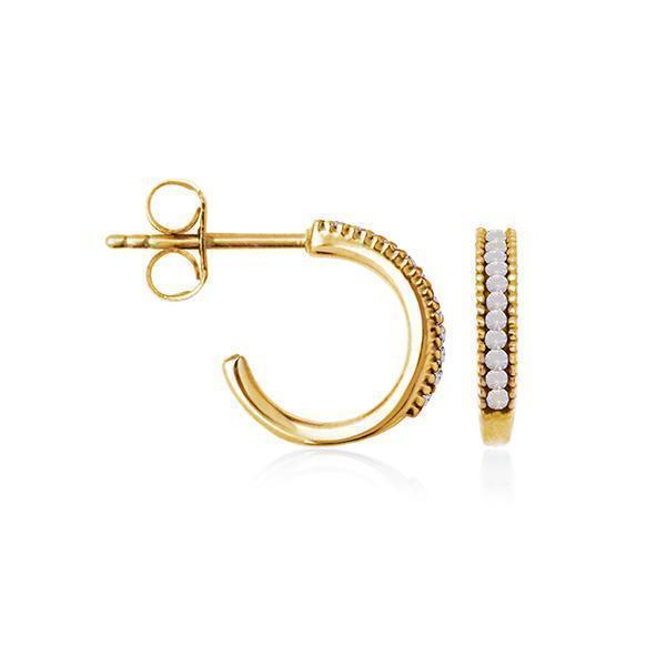 CJ Steelx "October" Opal Crystal Huggie Hoop Earrings - White