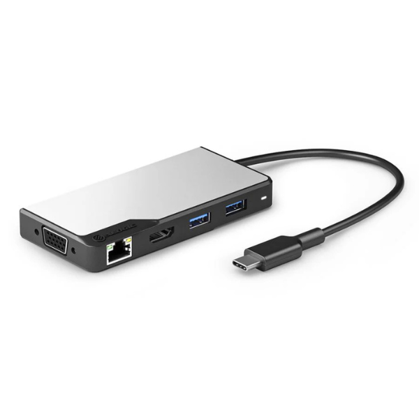 MS53222 Hub 6-in-1 USB-C 2x USB-A 3.1 HDMI 4K Ultra HD VGA RJ45 Gigabit USB-C 100W Power Pass Through Fusion Max