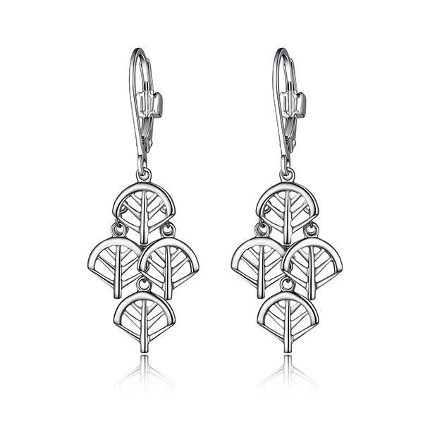 ER2LCAMA0-W Sterling Silver Small Layered Chandelier Leverback Earrings