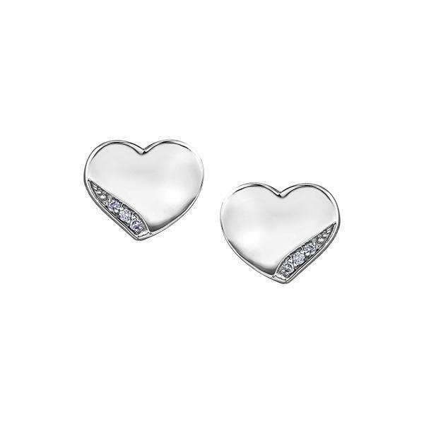 Diamond Heart Earrings in 10K White Gold (0.024 CT. T.W.) - Silver
