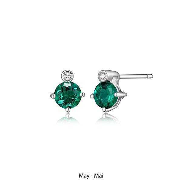 ER2LCQ9-MAY "Birthstone" May (Emerald) and Lab Grown Diamond Earrings
