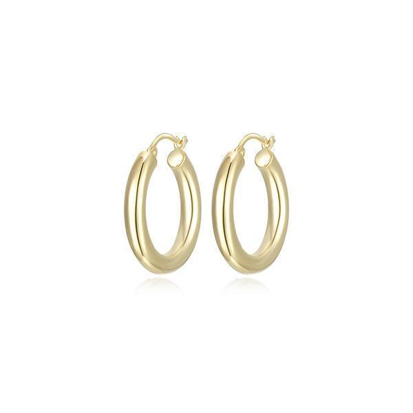 25mm Polished Tube Hoop Earrings - Gold