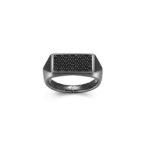 Sterling silver CJ Ethos BLACK ICE gun color and black sapphire retangular ring - size 10