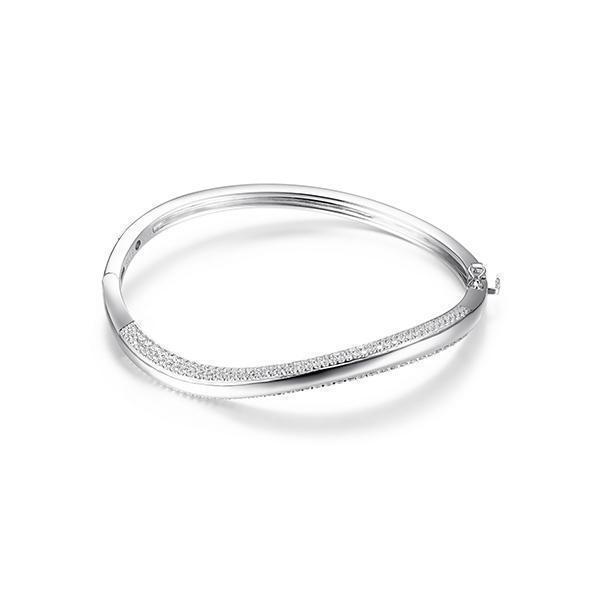 BR1LAHF-W "Ocean" Twist Cubic Zirconia Hinge Bangle