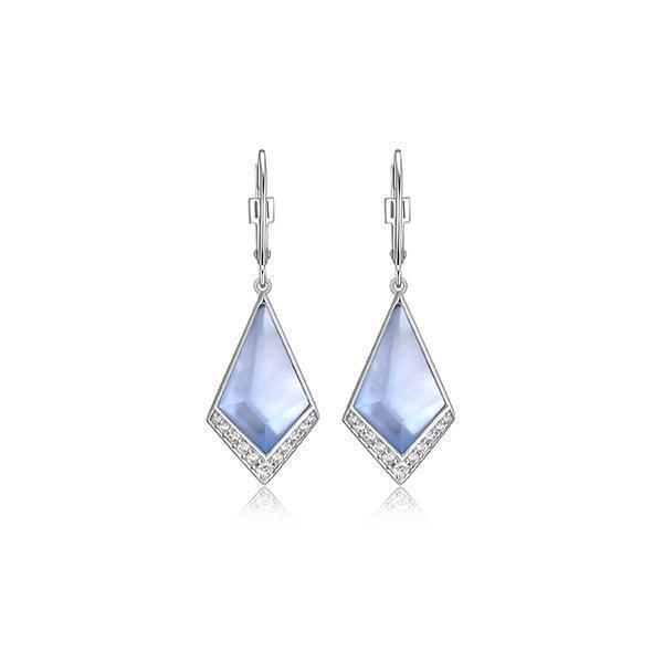 ER2LCL9-B "Iceberg" Mother of Pearl and Topaz Doublet with Cubic Zirconia Dangle Earrings