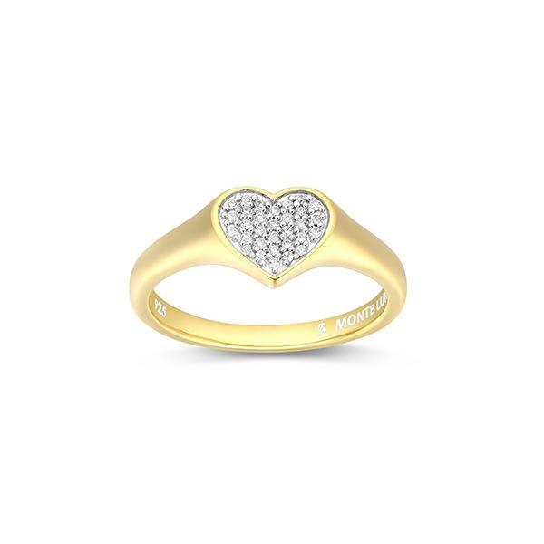 CJ Monte sterling silver lab­-created diamond pave heart ring - Size 6