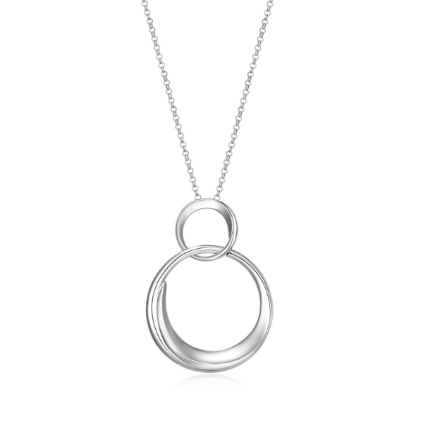 NR0LBYVA-W Swirl Large Circle Link Pendant Long Necklace