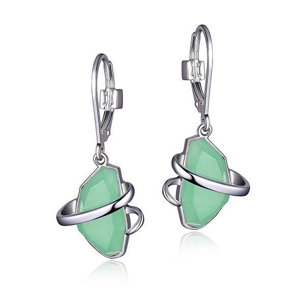 ER2LC63EZ-W Sterling Silver Dyed Green Quartzite Leverback Earrings