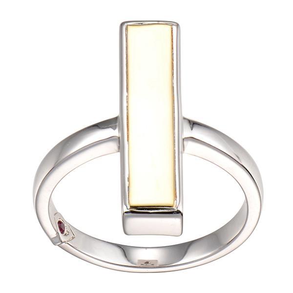 RR4LA1997-W-9 Sterling Silver MONDRIAN Two Tone Bar Ring Size 9