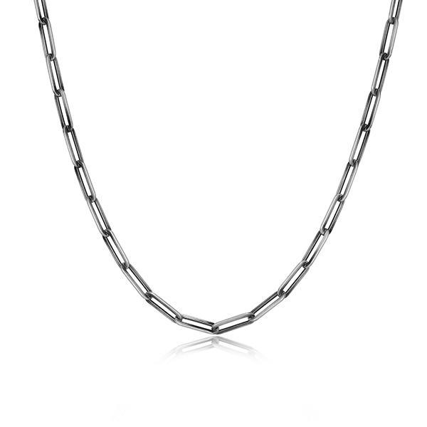 Sterling silver CJ Ethos ITALIAN CHAIN brushed gun metal paper clip chain