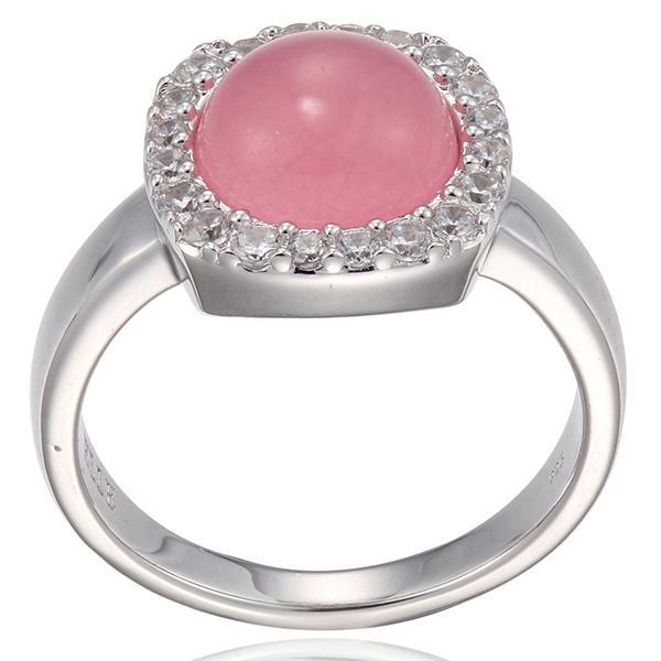 RR4L899EZ-W-7 Sterling Silver Dyed Pink Quartz Ring Size 7