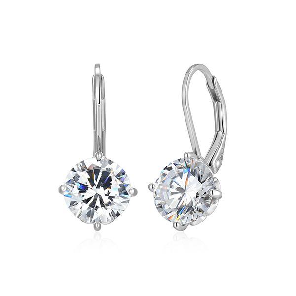 ER2AN5800-W Sterling Silver 8mm Diamondlite Cubic Zirconia Leverback Earrings