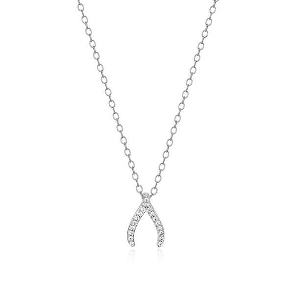CJ Monte sterling silver lab­-created diamond wishbone necklace