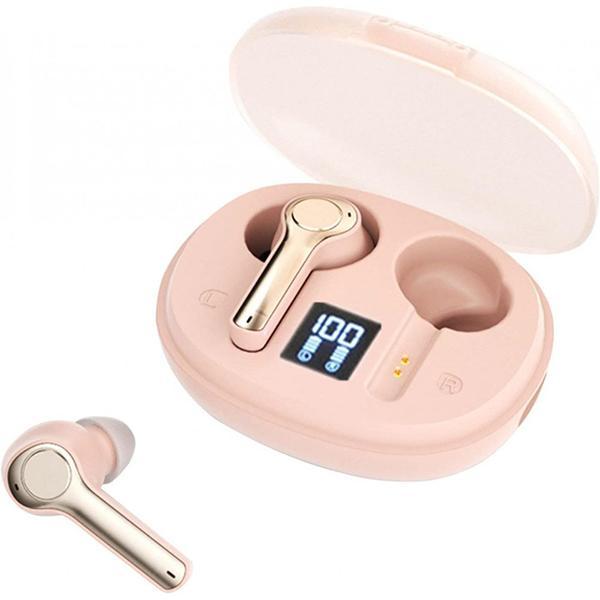 Supreme Sound Full In-Ear TWS Bluetooth Headphones with Advanced Battery Display KITC31 for Universal Cell Phone And Bluetooth Device - Pink