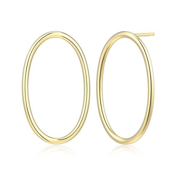 E32AWCXA0-Y Sterling Silver Oval Open Frame Stud Earrings