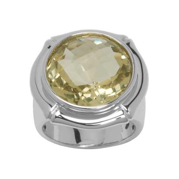 RR4L425CC-W-9 Sterling Silver Bamboo Gold Quartz Ring Size 9