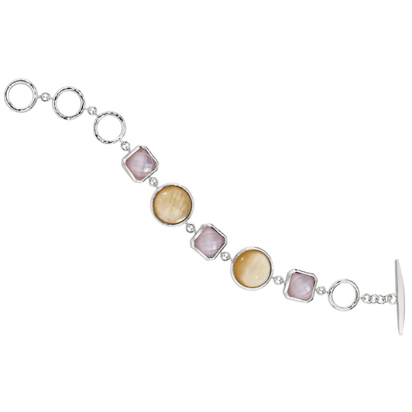 BR1LA1G9-W-8 Sunrise Mother of Pearl and Crystal  Doublet Braccelet Size 8