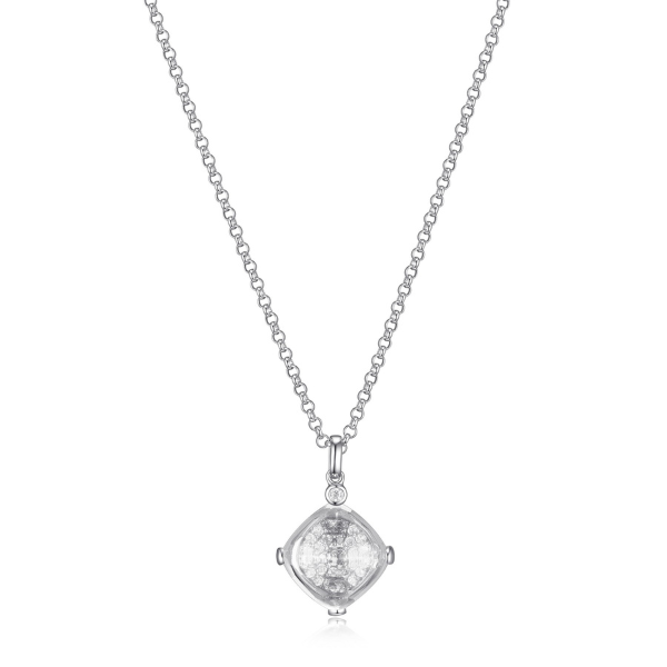NR0LBJ1A-W Marble Synthetic Cushion Cut Crystal and CZ Necklace