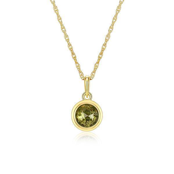 Celebration Gems 6mm Genuine Peridot North Star AUG Birthstone Necklace - Gold