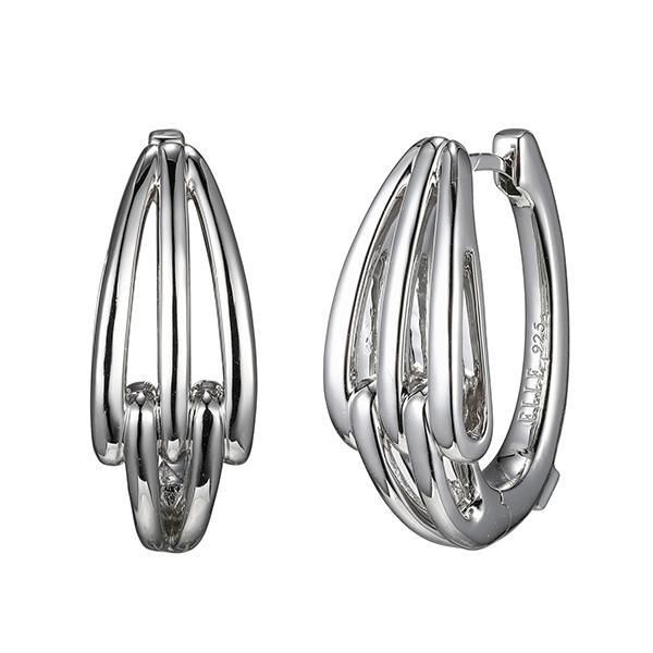 ER2LCE7A0-W Sterling Silver EMBRACE 23x16mm Hoop Earrings