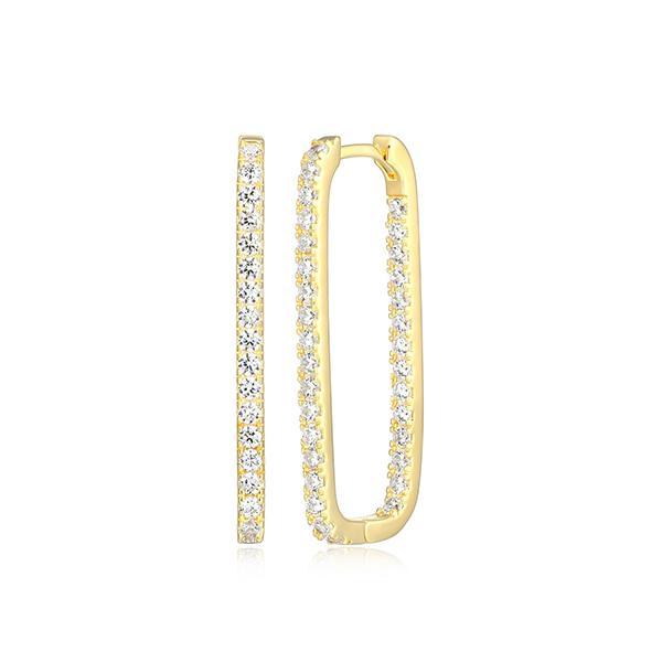 E32APC300-Y Sterling Silver Diamondlite Cubic Zirconia Elongated Link Earrings