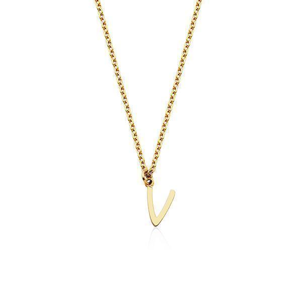 CJ Steelx Carded Letter "V" Necklace - Gold