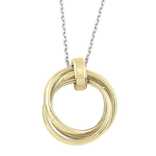 Sterling Silver Fashion Necklace with Pendant - Golden rings