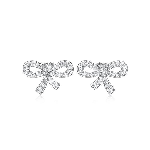 ER2AVMY00-W Sterling Silver Diamondlite Cubic Zirconia  Bow Stud Earrings