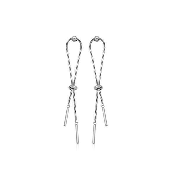 CJ Steelx Slideable Bar Earrings - Silver