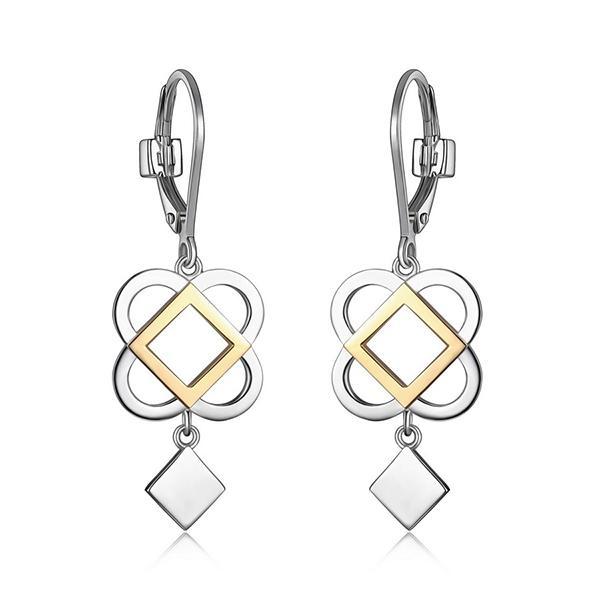 ER2LCDLA0-W Sterling Silver FLORENCCE Small Motif Two Tone Drop Earrings
