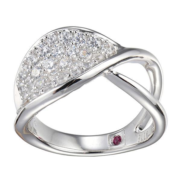 RR4LA1U00-W-7 Sterling Silver Cubic Zirconia Twist Ring Size 7