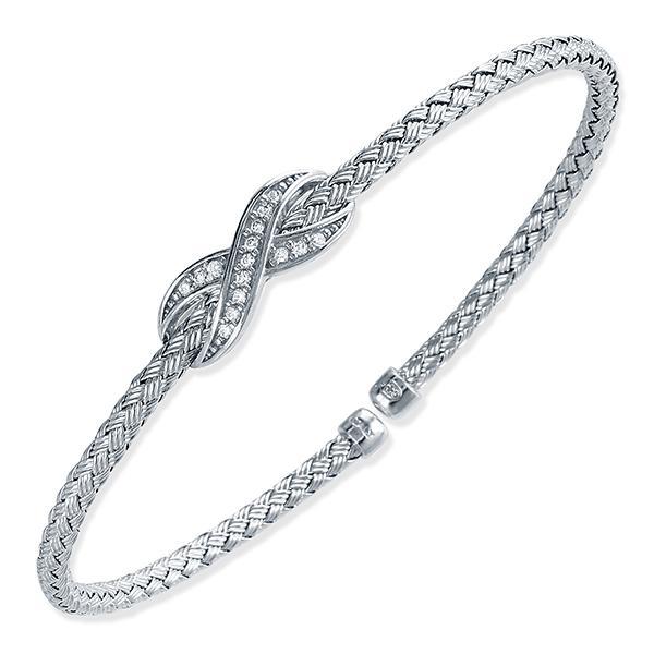 BCGR1Q03D-W Sterling Silver INFINITY 3mm Woven Cubic Zirconia Cuff