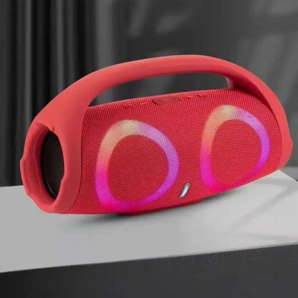 Large Portable Bluetooth Speaker with RGB Lights - Wireless Sound System for Outdoor Entertainment KIC6LED for Universal Cell Phone And Bluetooth Device - Red