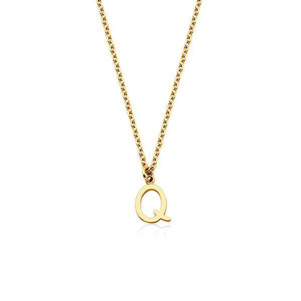 CJ Steelx Carded Letter "Q" Necklace - Gold