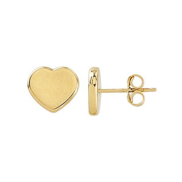 10K Yellow Gold Heart Stud Earrings - Gold