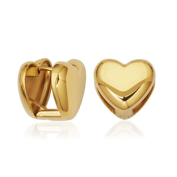 CJ STEELX Puffy Heart Huggie Earrings - Gold